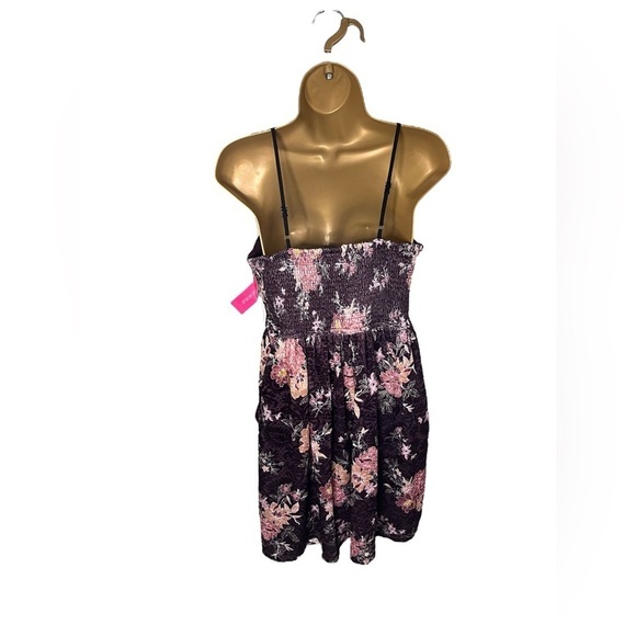 Xhilaration Bodice Sleeveless Floral Velvet Dress in Wineberry M Juniors - Picture 2 of 5